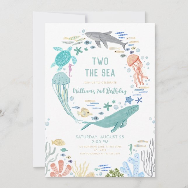 Two The Sea Boys 2nd Birthday Invitation (Front)