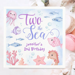 Two The Sea Girls 2nd Birthday Cute Ocean Napkins