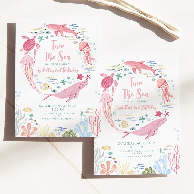 Two The Sea Girls 2nd Birthday Invitation (Creator Uploaded)