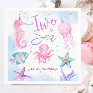 Two The Sea  Mermaid 2nd Birthday Cute Ocean  Napkins