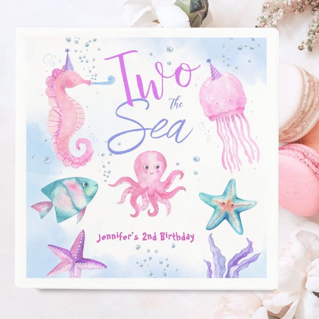 Two The Sea  Mermaid 2nd Birthday Cute Ocean  Napkins (Creator Uploaded)