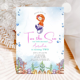 Two the Sea Mermaid 2nd Birthday Invitation