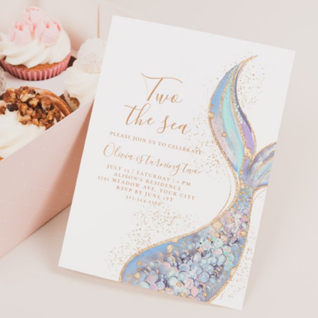 TWO the Sea Mermaid 2nd Birthday Invitation (Creator Uploaded)