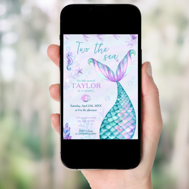 Two the Sea Mermaid 2nd Birthday Invitation (Front Digital)