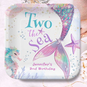 Two The Sea Mermaid 2nd Birthday Paper Plates