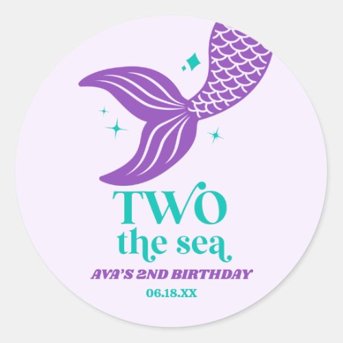 TWO The Sea Mermaid 2nd Birthday Party Favor Classic Round Sticker