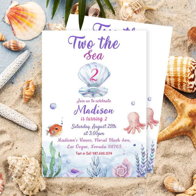 Two The Sea Mermaid 2nd Birthday Party Invitation | Zazzle