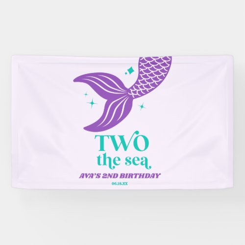 TWO The Sea Mermaid 2nd Second Birthday Party Banner