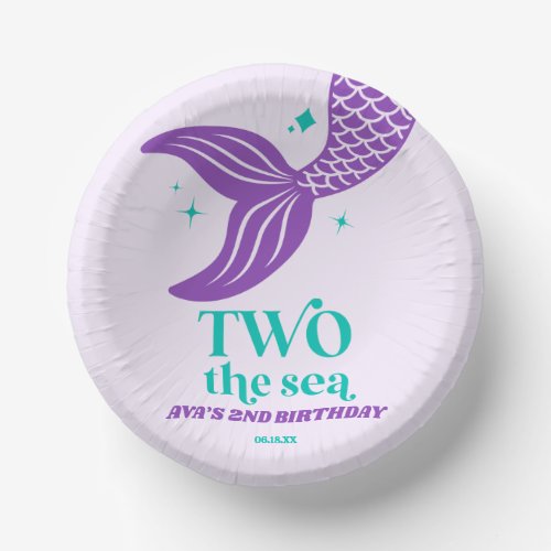 TWO The Sea Mermaid 2nd Second Birthday Party Paper Bowls
