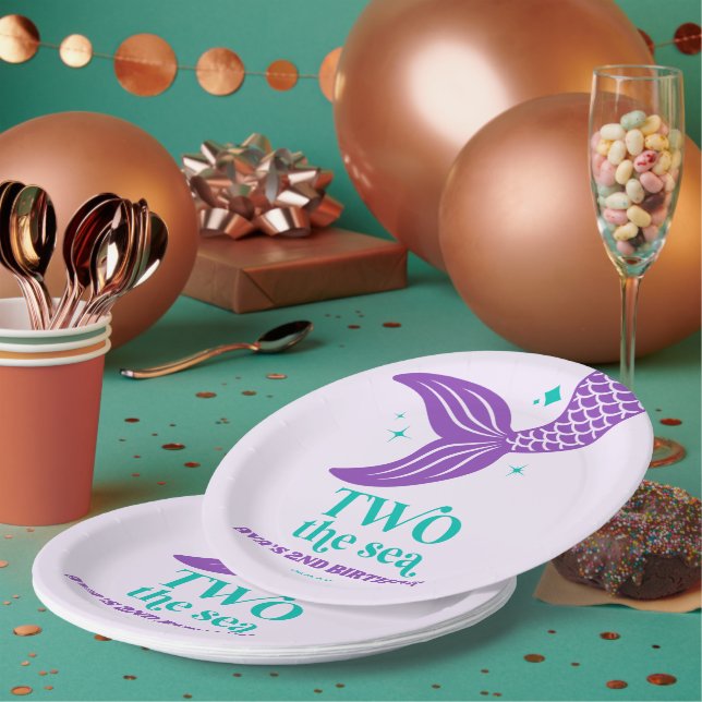 TWO The Sea Mermaid 2nd Second Birthday Party Paper Plates Zazzle