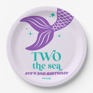 TWO The Sea Mermaid 2nd Second Birthday Party Paper Plates