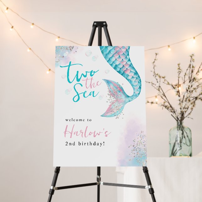 Two the Sea Mermaid Birthday Welcome Sign (In Situ (Stand))