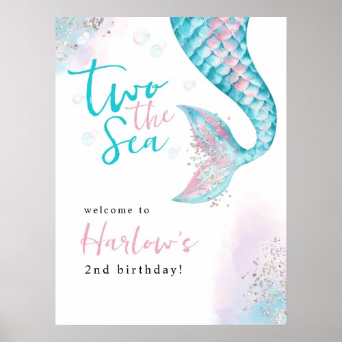 Two the Sea Mermaid Birthday Welcome Sign