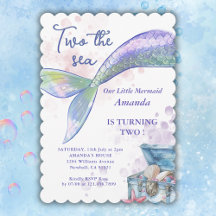 Two The Sea Mermaid Tail 2nd Birthday Party 