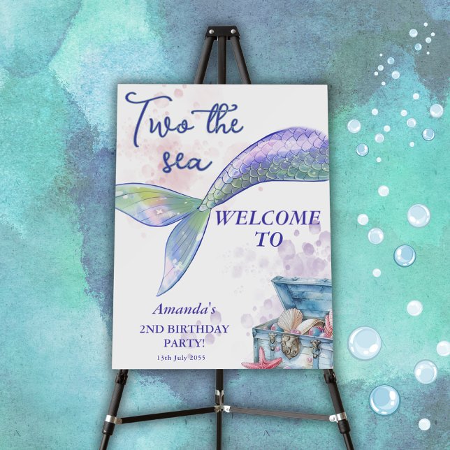 Two The Sea Mermaid Tail 2nd Birthday Welcome Sign (Creator Uploaded)