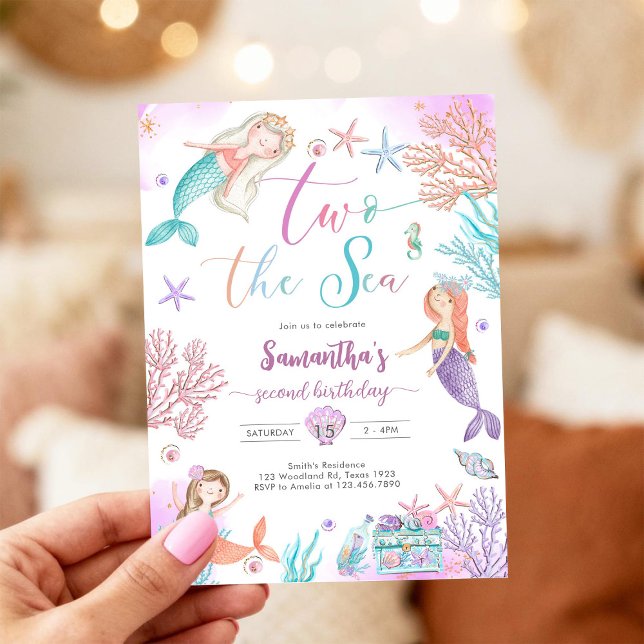 Two The Sea Mermaid Under The Sea 2nd Birthday Invitation (Creator Uploaded)