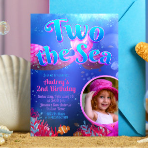 Two the Sea - Mermaid with Photo Invitation