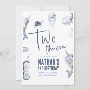 Two The Sea Ocean 2nd Birthday Party Invitation