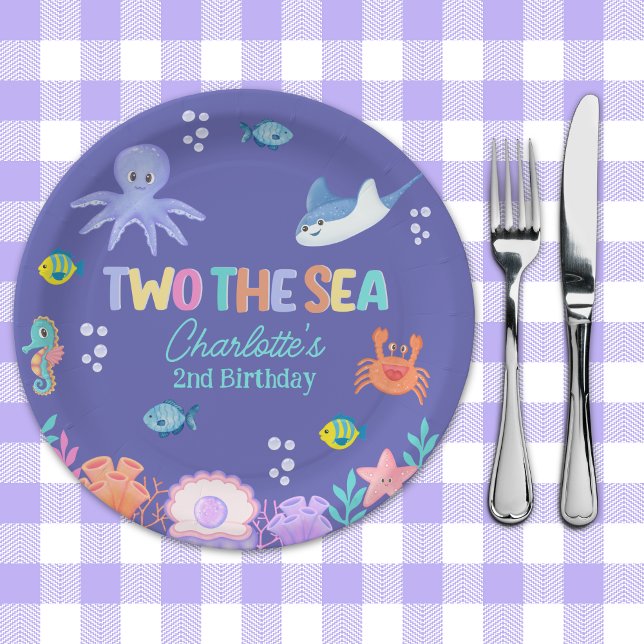 TWO the SEA Party – 2nd Birthday Ocean Theme Paper Plates (Creator Uploaded)
