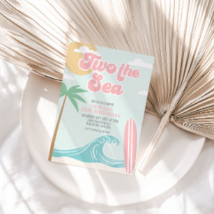 Two the Sea PINK Surf Beach 2nd Birthday Invitation