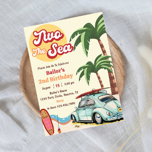 Two The Sea Surf Beach 2nd Birthday Invitation