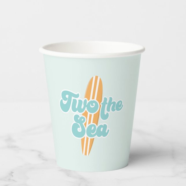 Two the Sea Surf Beach 2nd Birthday Paper Cups (Front)