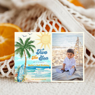 Two the Sea Surf Beach 2nd Birthday Photo Invitation