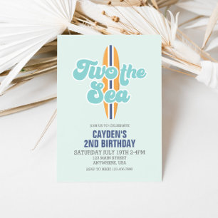 Two the Sea Surfboard Beach 2nd Birthday Invitation