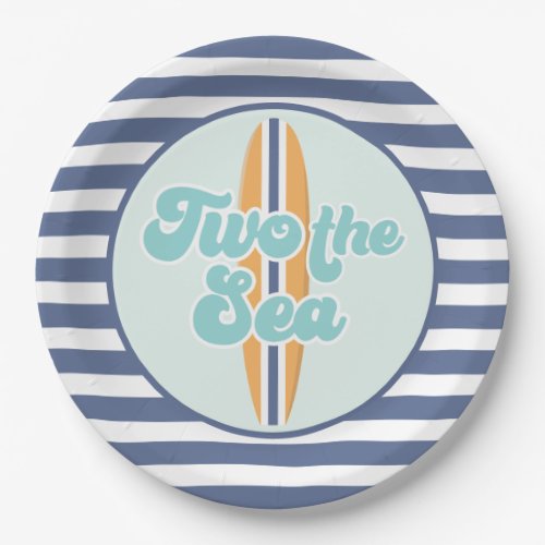 Two the Sea Surfboard Beach Birthday Paper Plates