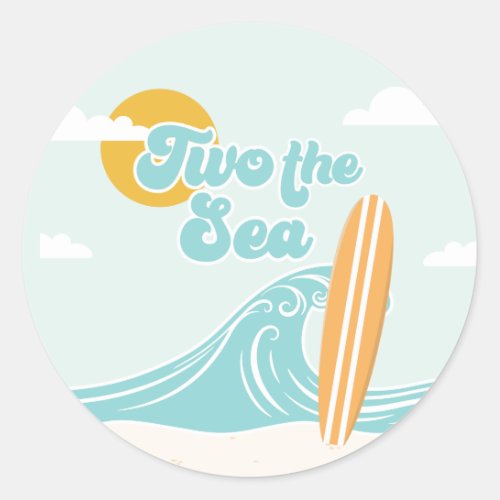 Two the Sea Surfing 2nd Birthday Classic Round Sticker