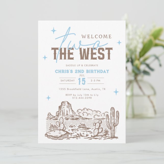 Two the West 2nd Birthday Invitation Western  (Standing Front)