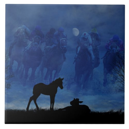 Two Thoroughbred Racehorse Foals Ceramic Tile