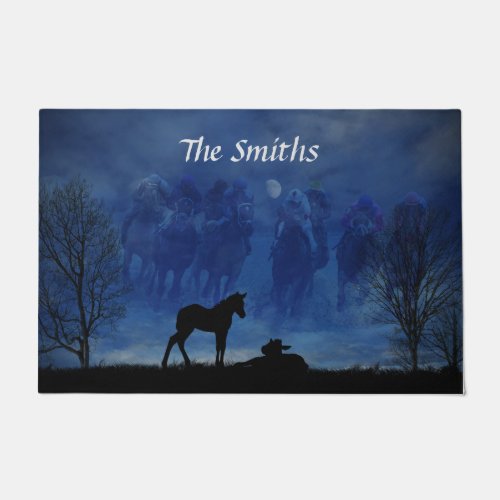 Two Thoroughbred Racehorse Foals Door Mat