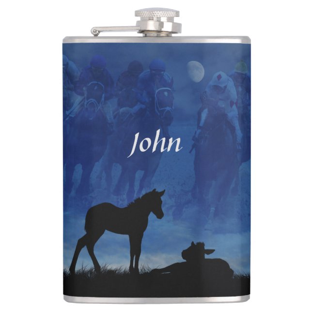 Two Thoroughbred Racehorse Foals Drink Flask (Front)