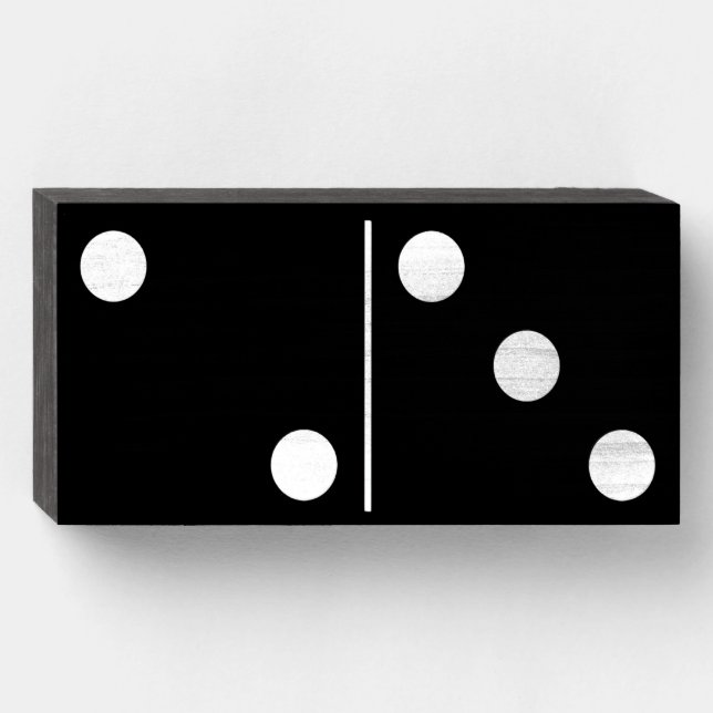 Two Three Domino Black Wood Box Wall Art  (Front Horizontal)