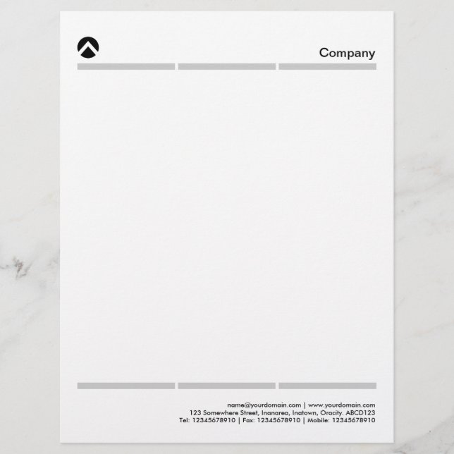 Two Three Section Lines - 20pc Gray Letterhead (Front)