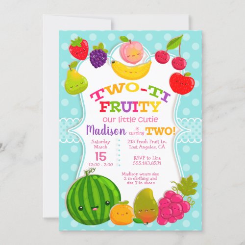 Two_ti Fruity _ Girls Second Birthday Party Invitation