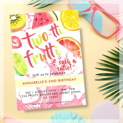 TWO_tii Frutti Summer Fruit 2nd Birthday Invitation
