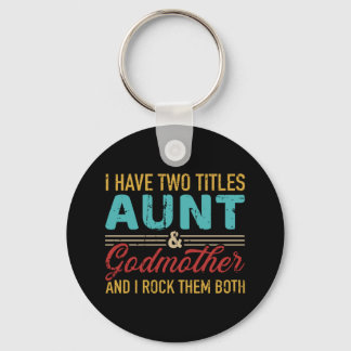 Two titles aunt and godmother vintage retro keychain