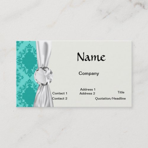 two tone aquamarine blue aqua diamond damask business card templates