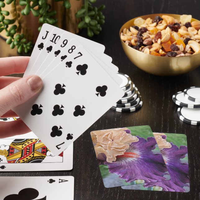 Two-Tone Bearded Iris Bloom Floral Poker Cards (In Situ)