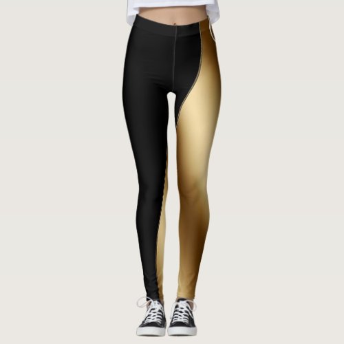 Two Tone Black and Gold Leggings