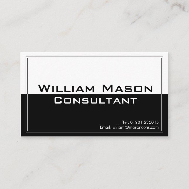 Two Tone Black White, Professional Business Card (Front)