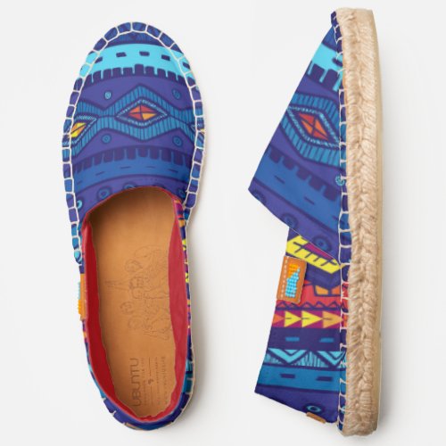 Two Tone Blue and Orange African Espadrilles