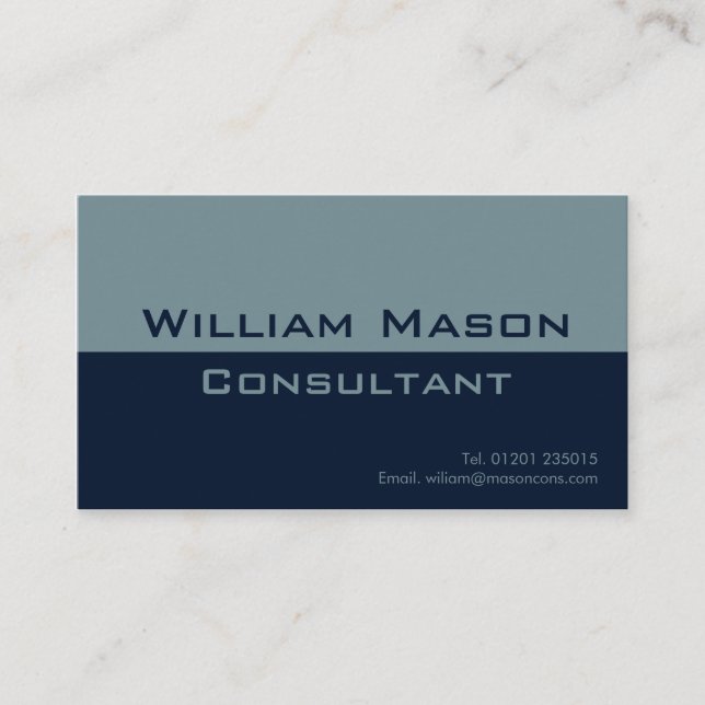 Two Tone Blue Grey, Professional Business Card (Front)