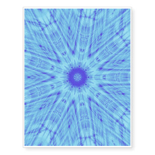 Two-tone blue ikat in 9-pointed star pattern temporary tattoos