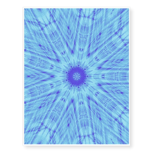 Two-tone blue ikat in 9-pointed star pattern temporary tattoos (Front)
