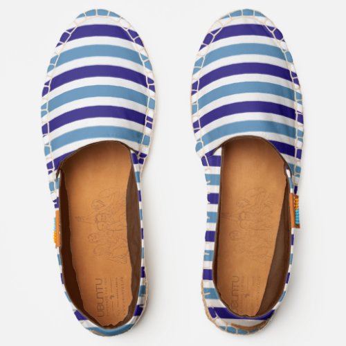 Two tone blue striped pattern espadrilles