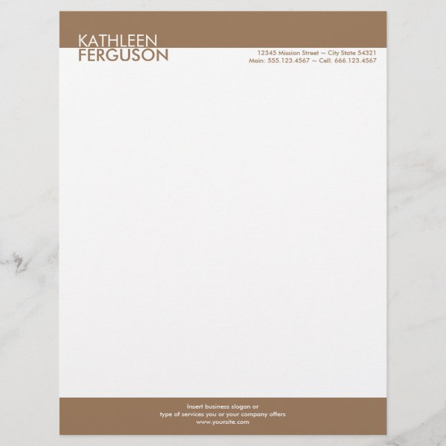 Two tone brown block border professional business letterhead (Front)