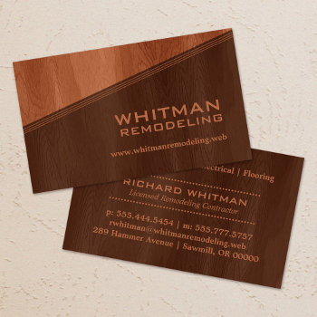 Two-tone Brown Woodgrain Professional Business Card by TheSpottedOlive at Zazzle